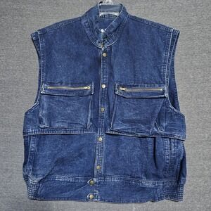 Fury VTG Denim Vest Men's MED Blue Jean Button Front Made in Brazil